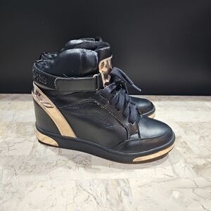 Michael Kors Pia Pilar Girl Faux Leather Ankle Booties Shoes Size 4 Black Bronze